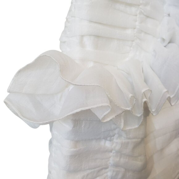 Eliya the Label White Ruched Ruffle Strap Vanuatu Midi Dress Bride Bachelorette - Picture 8 of 15